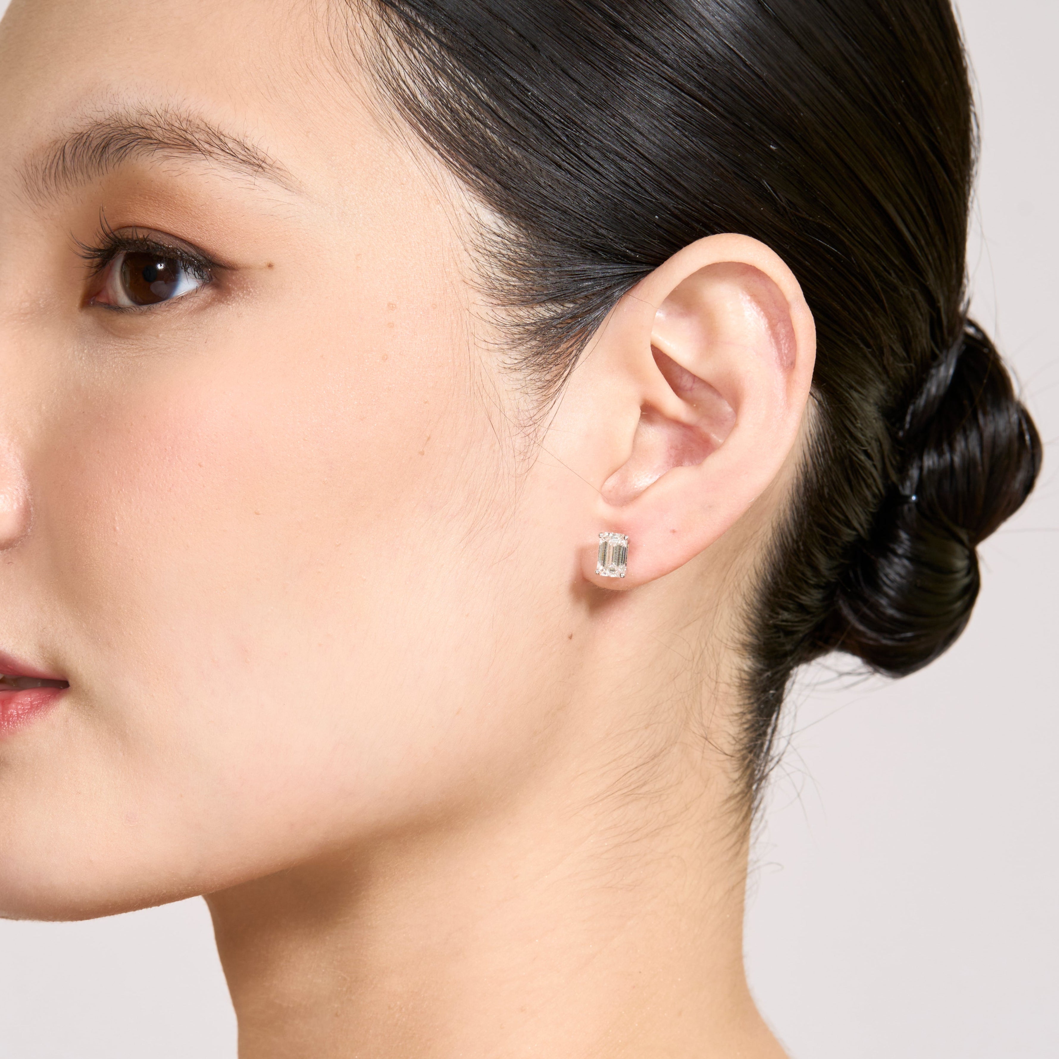 Emerald Cut Diamond Stud Earrings