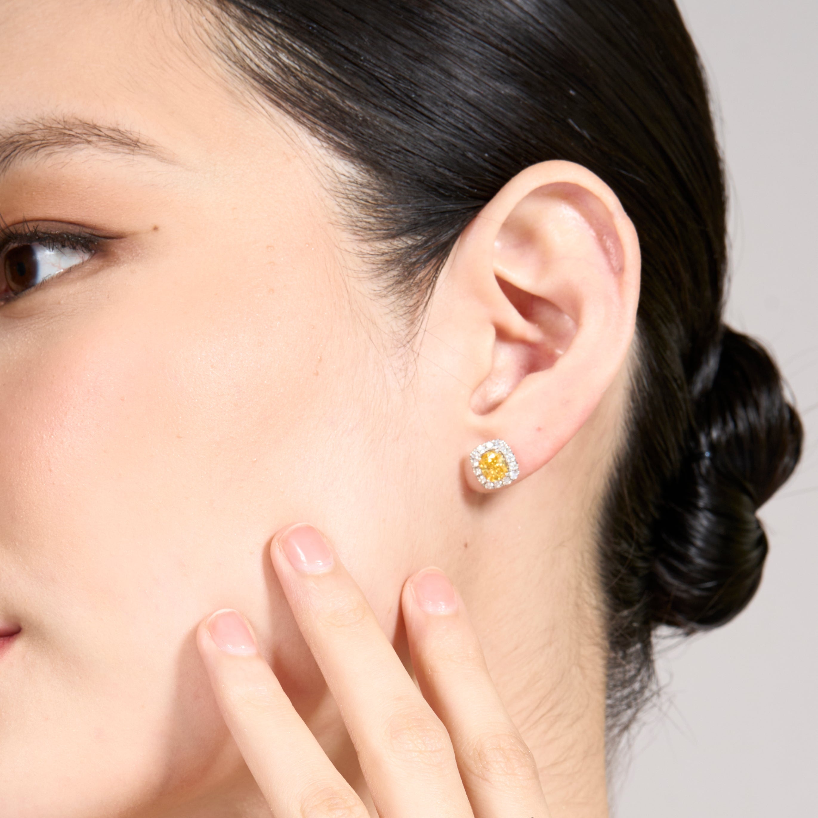 Fancy Vivid Yellow Diamond Stud Earrings
