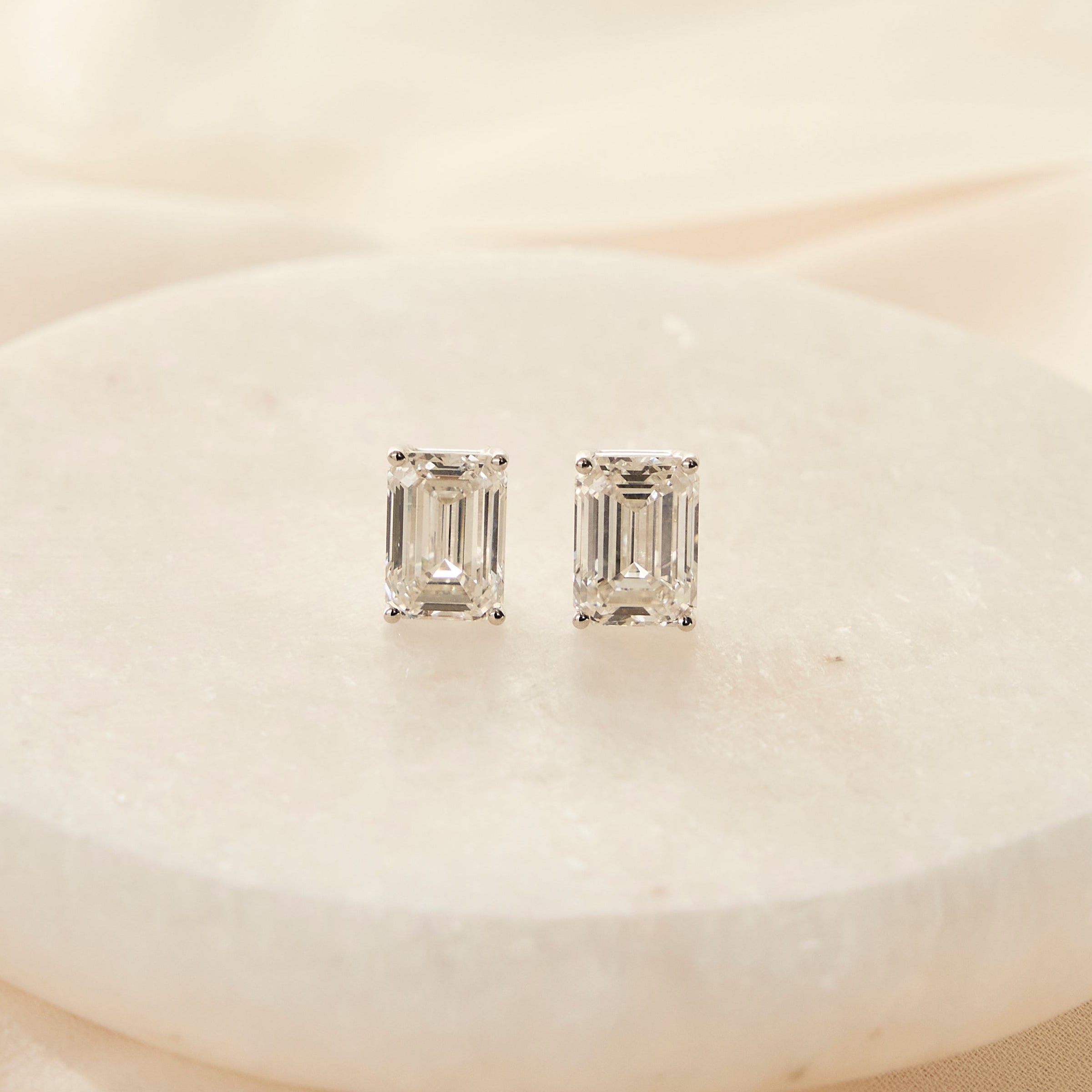 Emerald Cut Diamond Stud Earrings