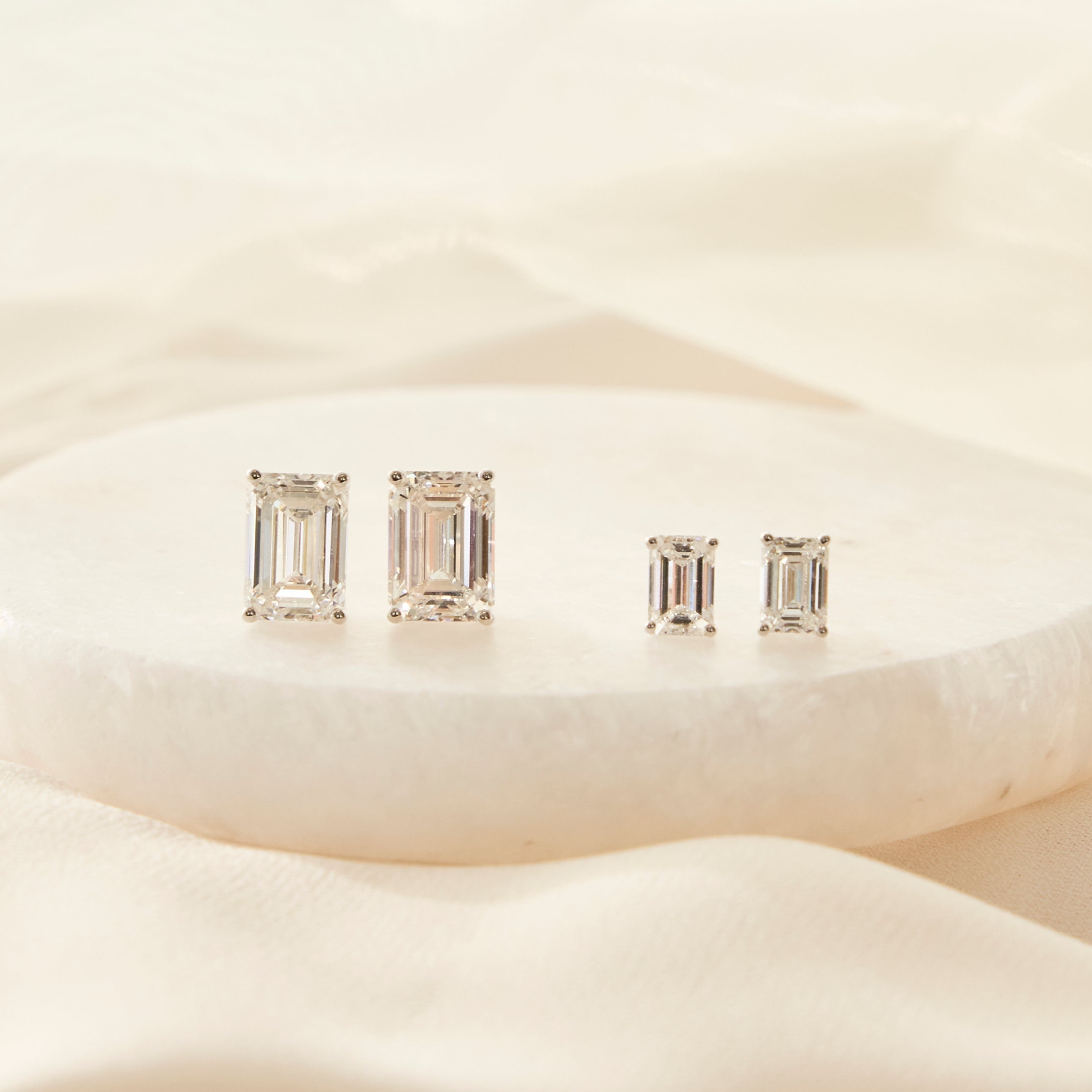 Emerald Cut Diamond Stud Earrings