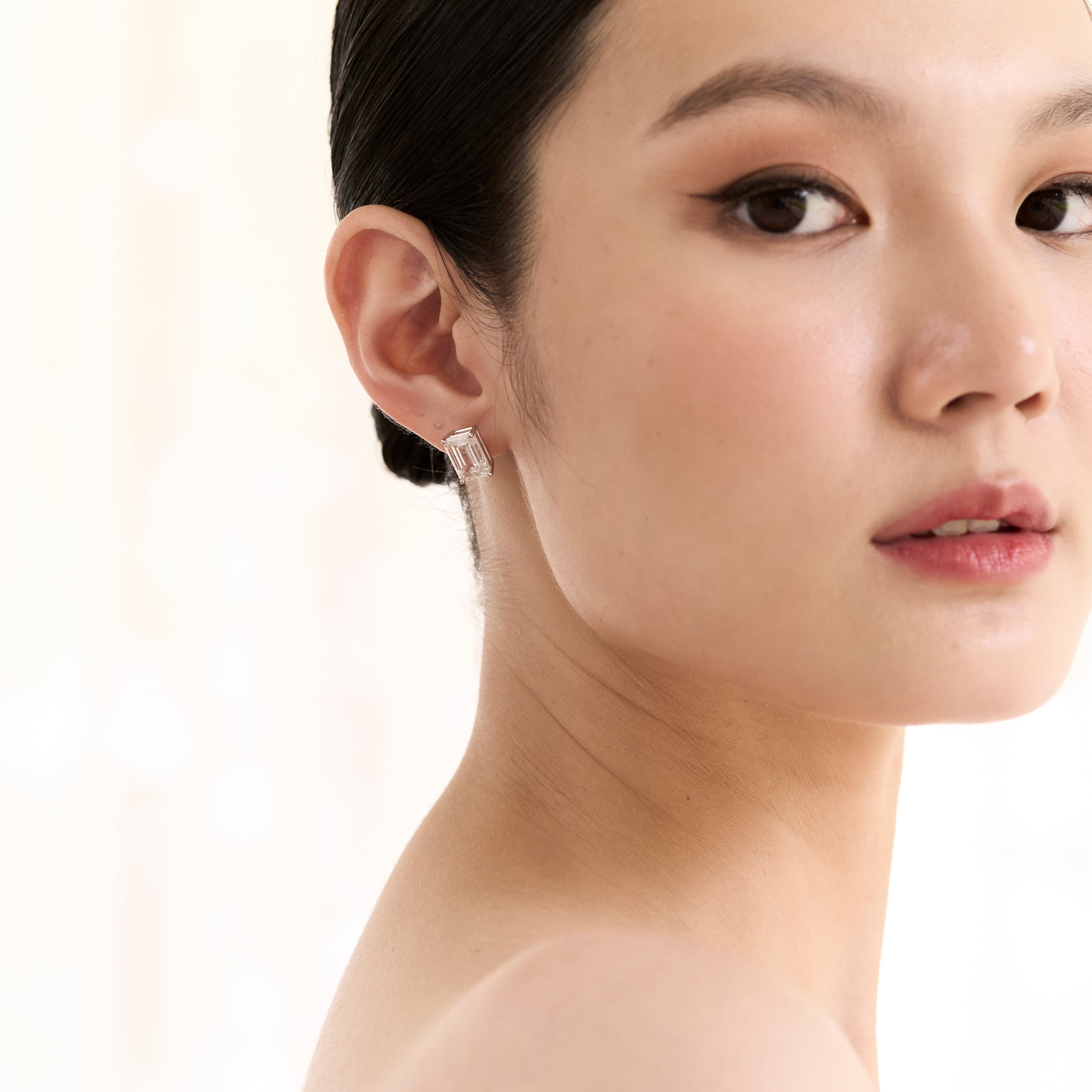 Emerald Cut Diamond Stud Earrings