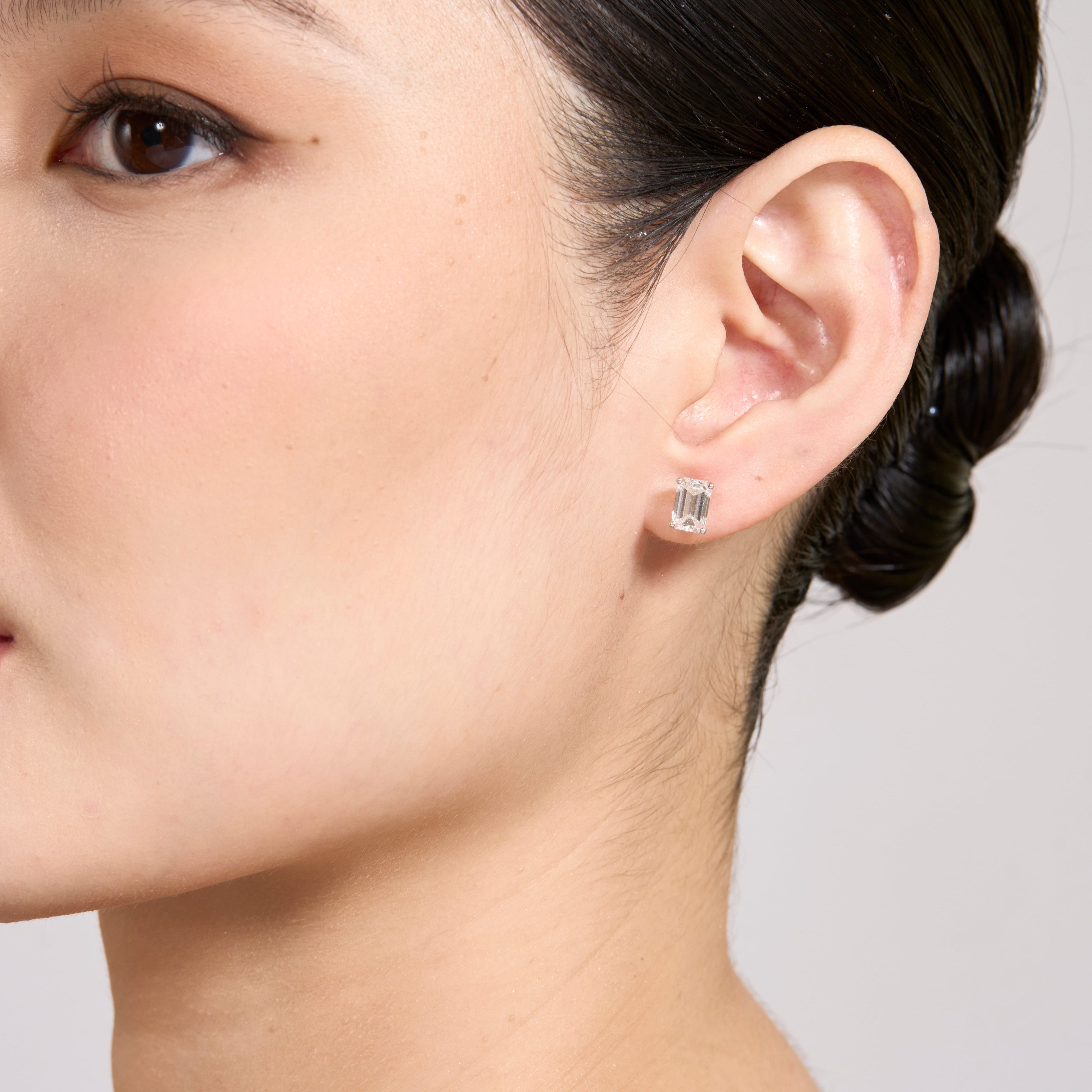 Emerald Cut Diamond Stud Earrings
