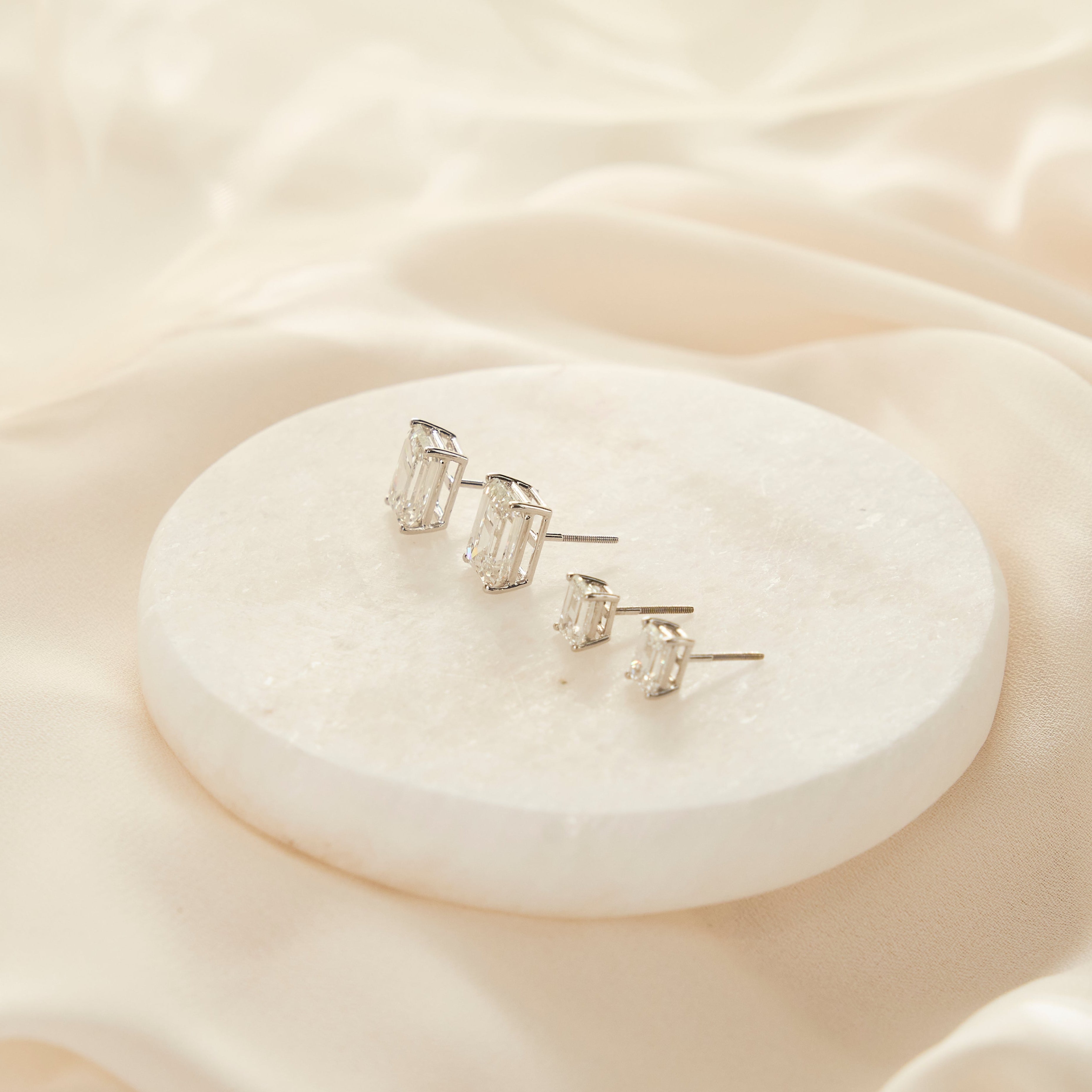 Emerald Cut Diamond Stud Earrings