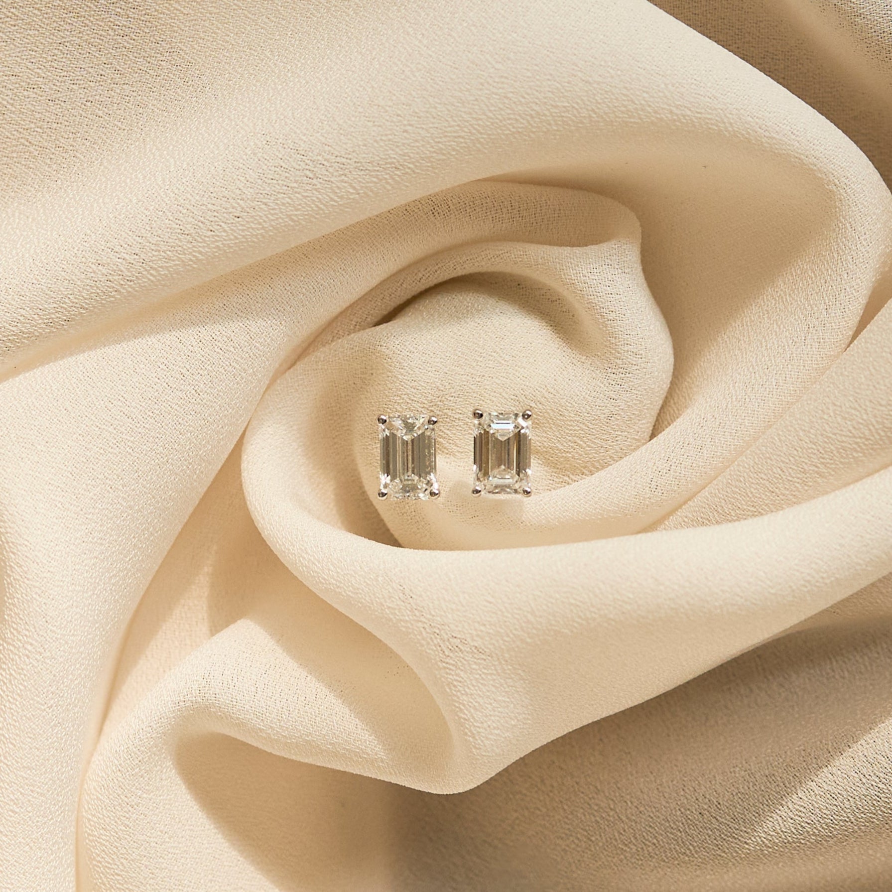 Emerald Cut Diamond Stud Earrings