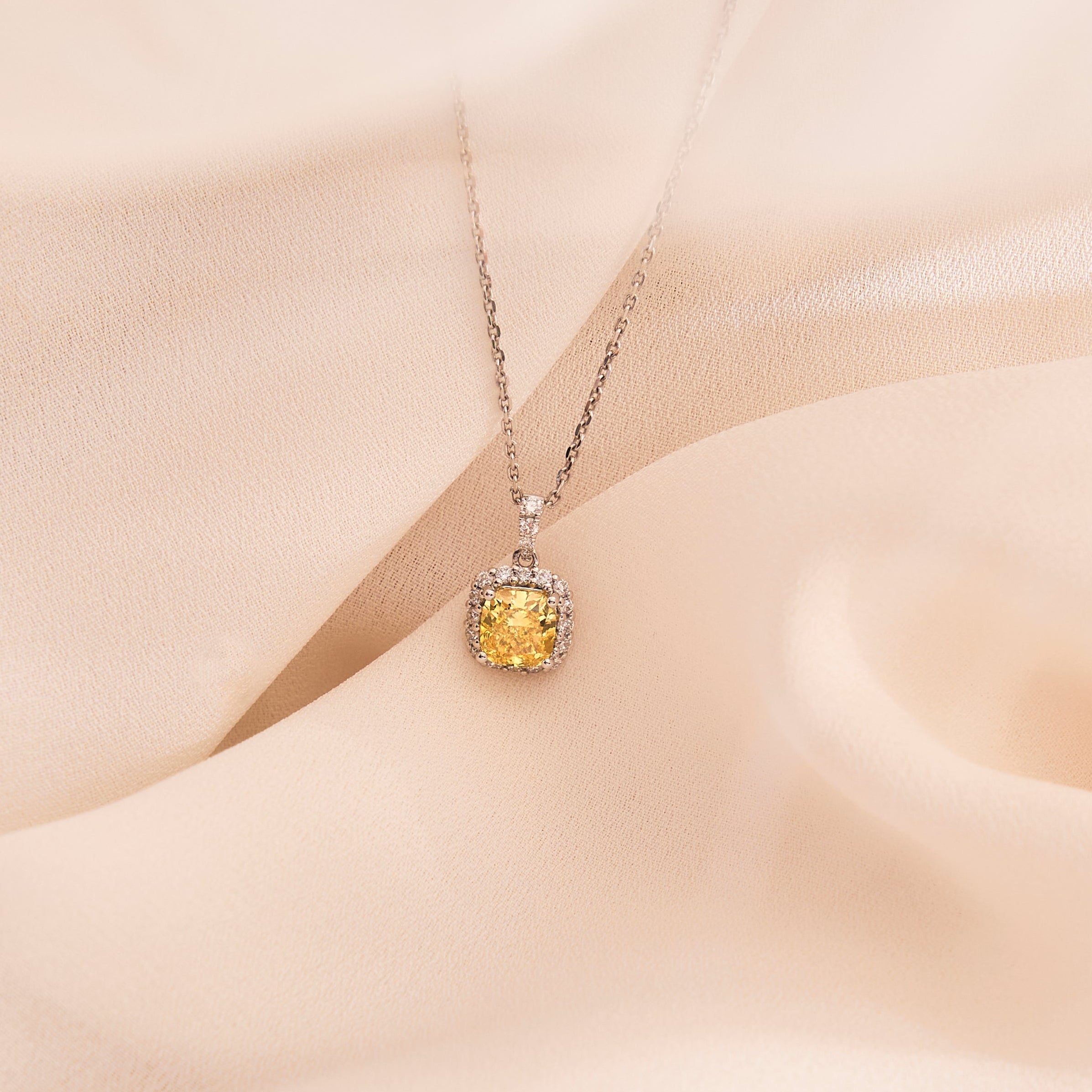 Fancy Vivid Yellow Diamond Pendant
