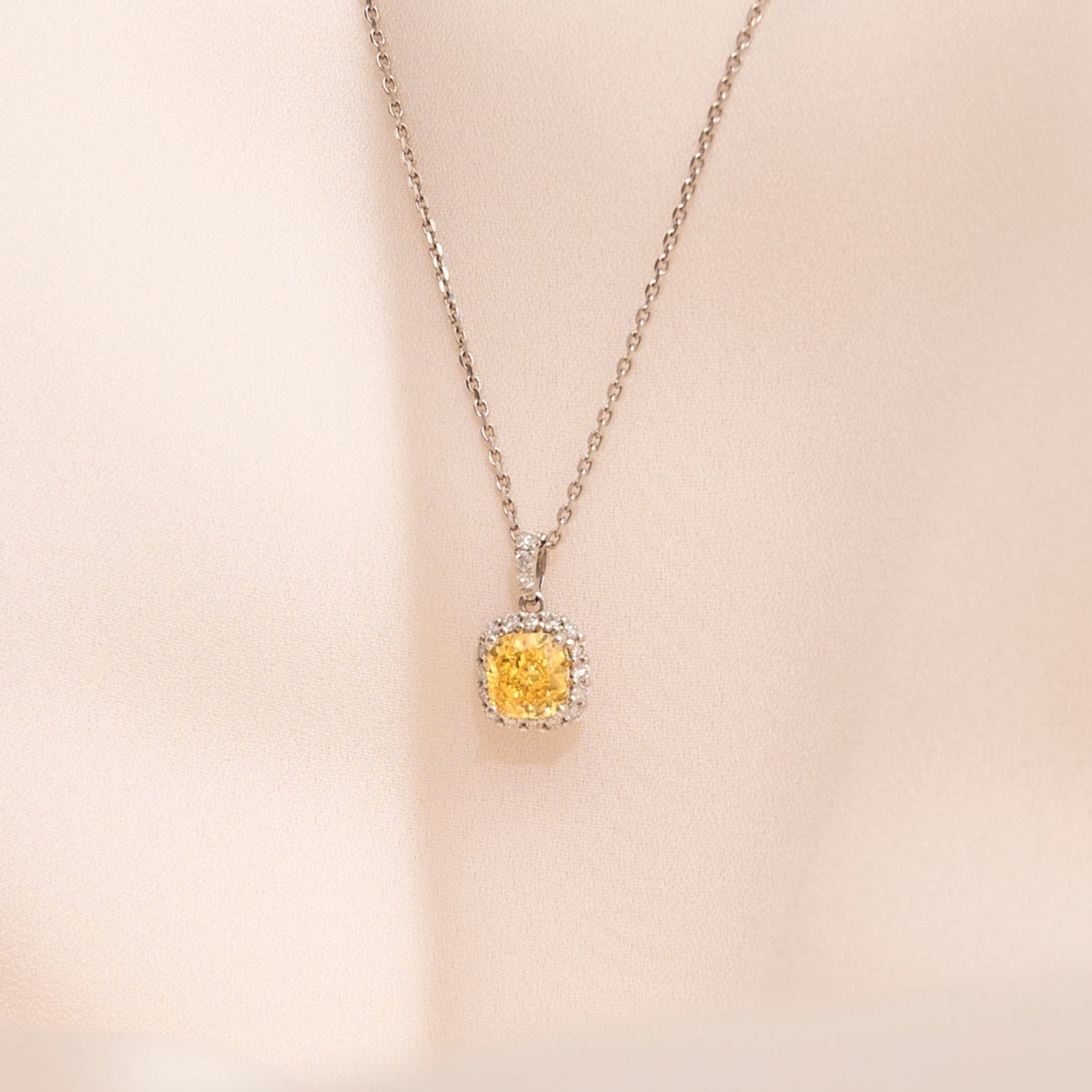 Fancy Vivid Yellow Diamond Pendant