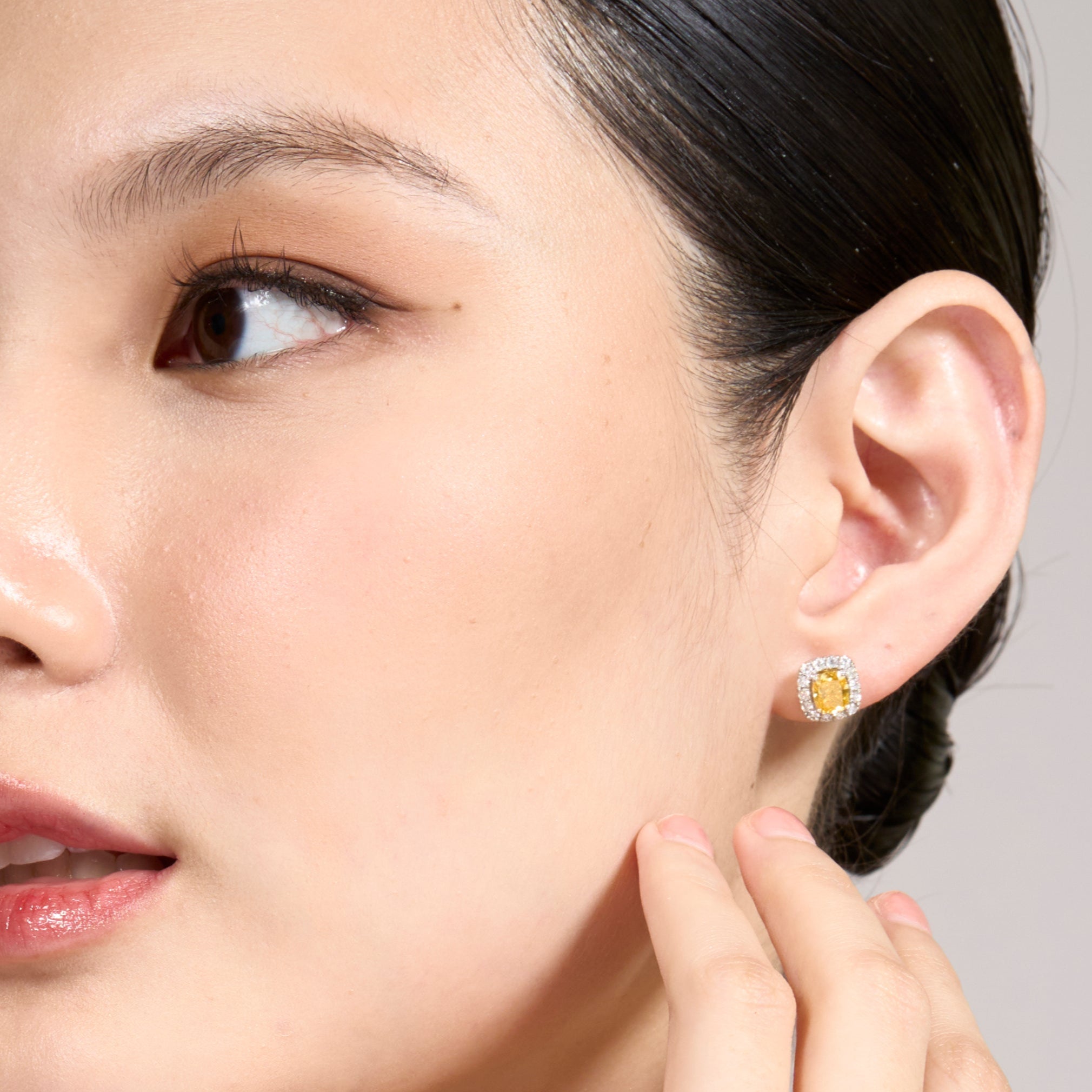 Fancy Vivid Yellow Diamond Stud Earrings