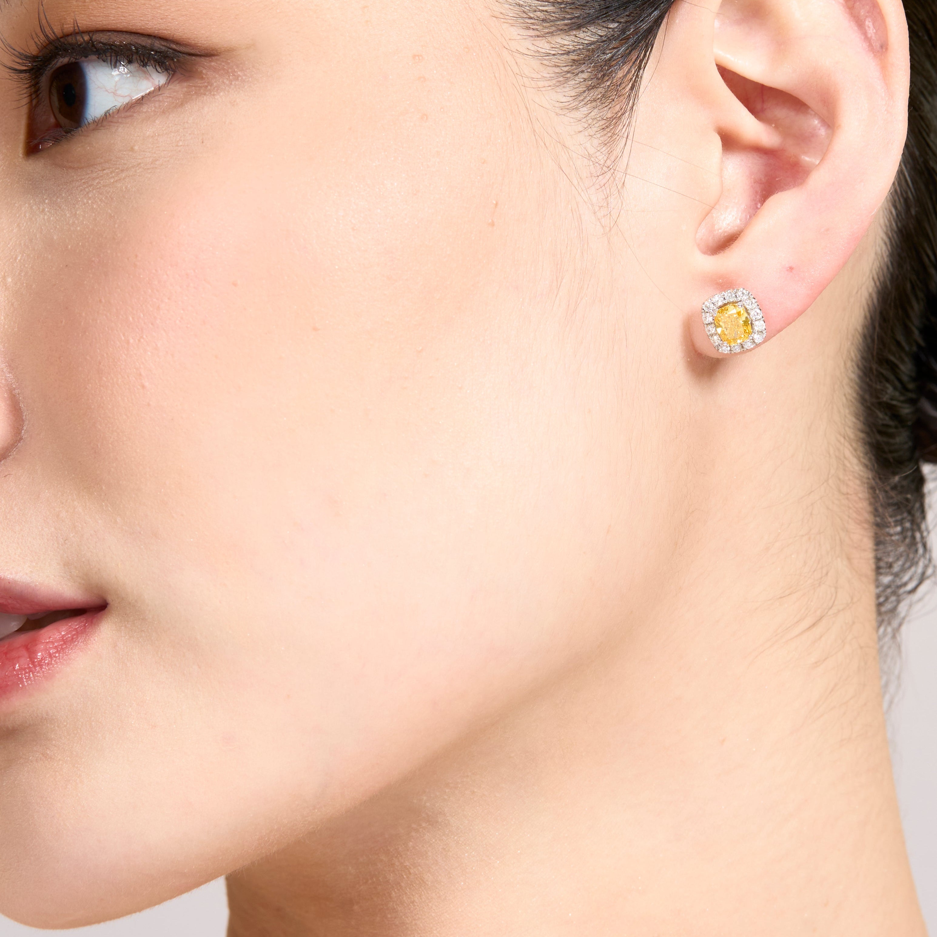 Fancy Vivid Yellow Diamond Stud Earrings