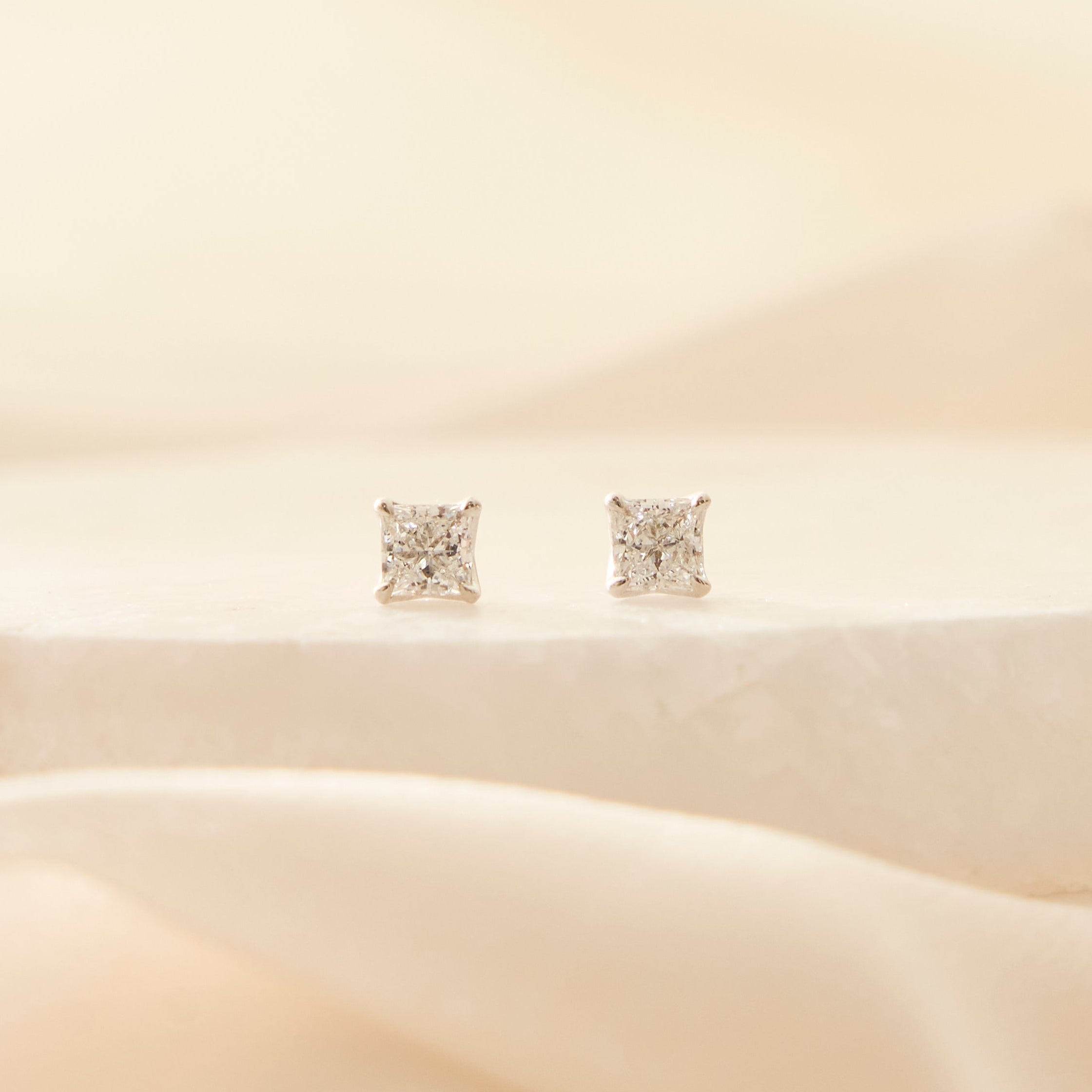 Princess Cut Stud Earrings