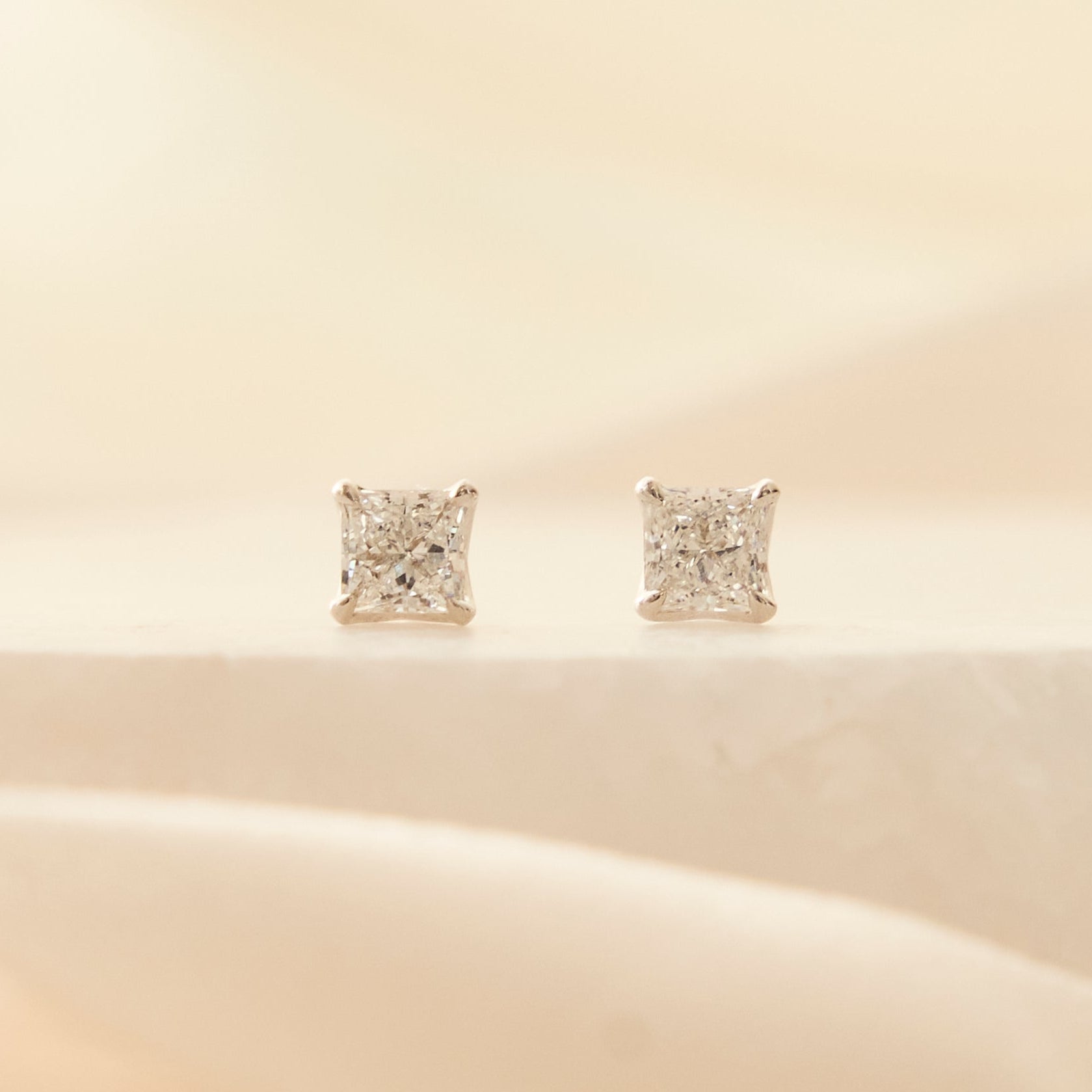 Princess Cut Stud Earrings